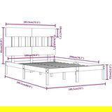  Posteljni okvir bel iz trdnega lesa 180x200 cm 6FT, (20643380) | Shoptok.si