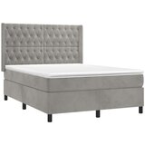  Box spring postelja z vzmetnico LED svetlo siva 140x200cm žamet, (20790620) | Shoptok.si