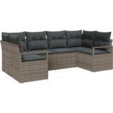 vidaXL set od 6 dijelova vrtnih sofa s jastučićima siva poli ratan, dvosed vrtna sofa s prostorom za pohranu i jastučićima siva poli ratan | shoptok.hr