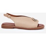 Boto Flat elegant sandals with decoration beige Iseliria | Shoptok.si