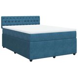 vidaXL Box spring postelja z vzmetnico modra 160x200 cm žamet | Shoptok.si