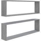 Maison Chic Stenska kockasta polica - Viseča polica 2 kosa siva sonoma 100x15x30 cm, (21784611) | Shoptok.si