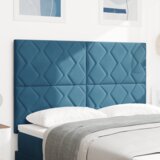  LED vzglavje z LED lučmi Geometrični Temno modra 144 cm Žamet, (5000043989) | Shoptok.si