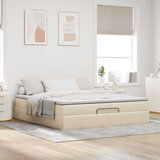  Otomanski krevet s madracem krem 180x200cm od tkanine | shoptok.hr