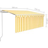  Automatska tenda s roletom i senzorom LED 3 x 2,5 m žuto-bijela | shoptok.hr