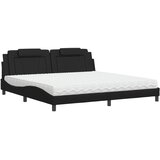  Krevet Viana s madracem crni 200x200 cm od umjetne kože | shoptok.hr