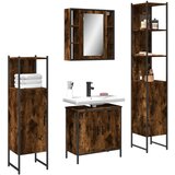 Furnova Kopalniške omarice 4 kosi dimljen hrast inženirski les, (21946186) | Shoptok.si