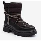 Kesi Women's snow boots with decorative lacing black Rilana