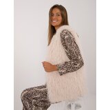 Fashion Hunters Light beige women's fur vest