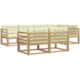  Set vanjskih sofa s jastukom 6 pcs Bijela i krem Poliester | shoptok.hr