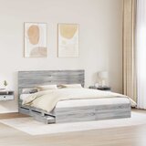  Krevetna konstrukcija Siva Sonoma 200 x 200 cm Inženjersko Drvo 206 x 203 x 100 cm | Shoptok.si