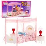 Furniture Set: Canopy Bed, Nightstands, Lamps