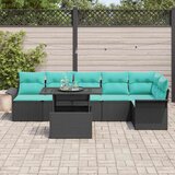  Vrtna sedežna garnitura z blazino 7 pcs Črna Poly ratan, (5000142853) | Shoptok.si