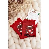 Aura.via Women's Brocade Christmas Socks with Red Teddy Bear | shoptok.hr