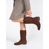 Sergio Leone Brown leather cowboy boots with a heel by | ePonuda.com