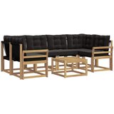 vidaXL Zunanja garnitura za sedenje z blazino 7 pcs Bela in črna, (5000271868) | Shoptok.si