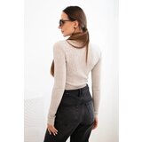 Kesi Włoski Women's ribbed dress with a turtleneck and decorative buttons burgundy | shoptok.hr