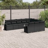  10-dijelni set vrtnih sofa s jastucima crni od poliratana | shoptok.hr