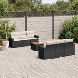 Maison Chic Seti vrtnega pohištva - Vrtna garnitura - Vrtni pohištvo set 7-delna z blazinami črn poli ratan, (21802575) | Shoptok.si