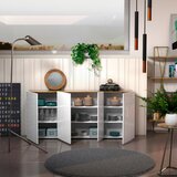 XORA komoda, barve hrasta, bela, visoki sijaj | Shoptok.si