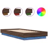  Posteljni okvir z LED lučkami rjavi hrast 90x200 cm | Shoptok.si