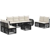  Sjedeća garnitura za vrt 9 kom. Crna i krem-bijela poliratan 55 x 55 x 37 cm | Shoptok.si