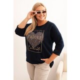Kesi Włoski Women's Plus Size washed hoodie with a print graphite Cijene