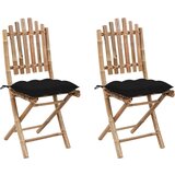 Maison Chic Zložljivi Vrtni Stoli - Stol za vrti 2 kosa z blazinami bambus JS2710, (21876573) | Shoptok.si