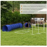  Set za agility za pse staza s preprekama za pse 1 guma 2 tunela 2 prepone 321 cm x 63 cm x 93 cm plava + crvena + bijela | shoptok.hr