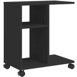 vidaXL Stranska mizica s kolesi črna 50x30x55 cm inženirski les | Shoptok.si