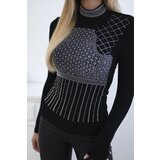 Kesi Viscose blouse with zircon motif black | shoptok.hr
