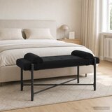  Klupa s gumbima i jastučićima Crna 110 x 40 x 46 cm Baršun | shoptok.hr