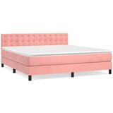  Box spring postelja z vzmetnico roza 160x200 cm žamet, (20895222) | Shoptok.si