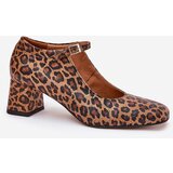 Laura Messi Leather Heels On A Heel In Leopard Print 2936 Brown | Eponuda.ba