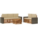  Set vanjskih sofa 6 kom. Prirodna i bež Čvrsto drvo akacije | shoptok.hr