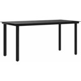  Vrtni blagovaonski stol crni 160x80x74 cm od čelika i stakla | Eponuda.com