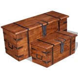 vidaXL Dve skrinji za shranjevanje iz trdnega lesa | Shoptok.si