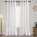 NIKCORP Lanene zavese polprosočne bele 140x138 cm, komplet 2 kosa, naravna tekstura lana v boho slogu za dnevno sobo in kuhinjo, (5000273823) | Shoptok.si