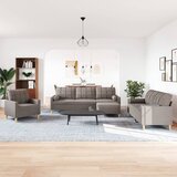  4-dijelni set sofa s tabureom i jastucima smeđesivi tkanina | Eponuda.com