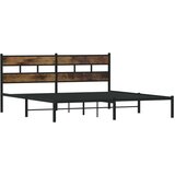 Metalni Kovinski posteljni okvir brez vzmetnice dimljen hrast 183x213cm | Shoptok.si