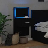  Zidni noćni ormarić s LED svjetlima crni | Eponuda.com