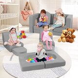  Dječji sjedeći set 8-dijelni, igraća sofa od pjenastih kocki, siva | shoptok.hr