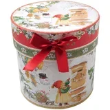 Škatla darilna 18x18x18cm novoletna ovalna srednja PROMOCIJA
