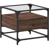  Stolić sa staklenom površinom boja hrasta 50 x 50 x 45 cm čelik | Eponuda.com