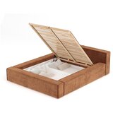 Maison de Rêve Oranžna oblazinjena zakonska postelja s prostorom za shranjevanje z letvenim dnom 180x200 cm Voliera – | Shoptok.si