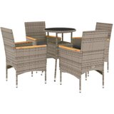  The Living Store Vrtna jedilna garnitura 5-delna z blazinami siv poli ratan - Vrtna Jedilna Garnitura, (21451840) | Shoptok.si