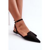 Boto Lace-up ballet flats in faux suede with pointed toes Black Ellesara | ePonuda.com