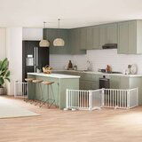 vidaXL Ograda za pse z vrati zložljiva 10 panelov bela 800 cm les | Shoptok.si