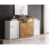 P & B komoda urban, bela, barva hrasta | Shoptok.si