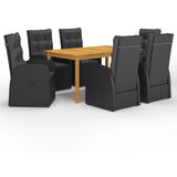  7-dijelni vrtni blagovaonski set crni Cijene